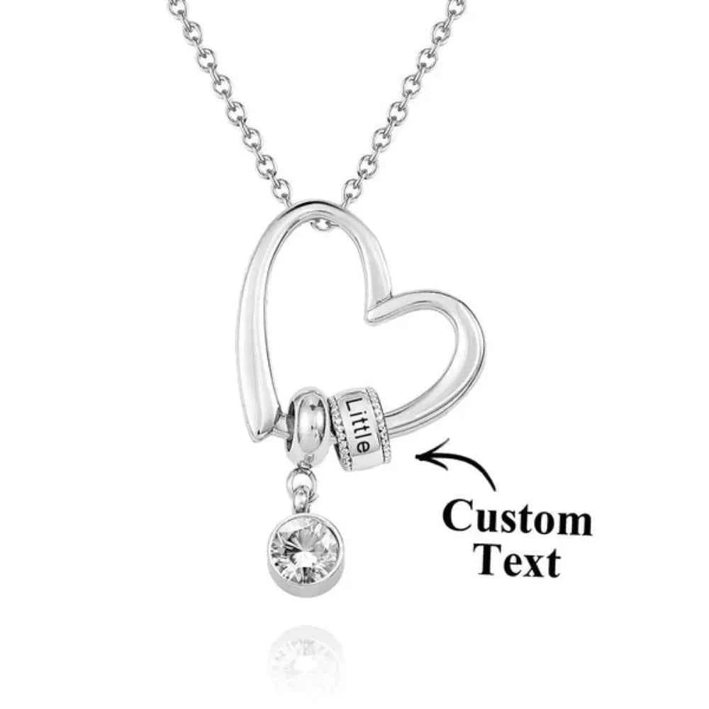 Personalized Necklace Up to 6 Names Engraved Charming Heart Necklace