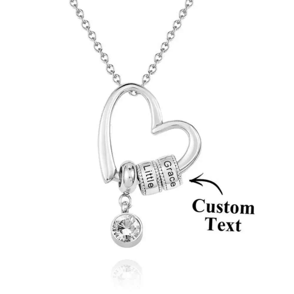 Personalized Necklace Up to 6 Names Engraved Charming Heart Necklace