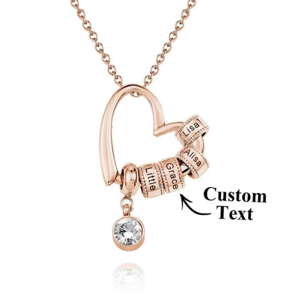 Personalized Necklace Up to 6 Names Engraved Charming Heart Necklace