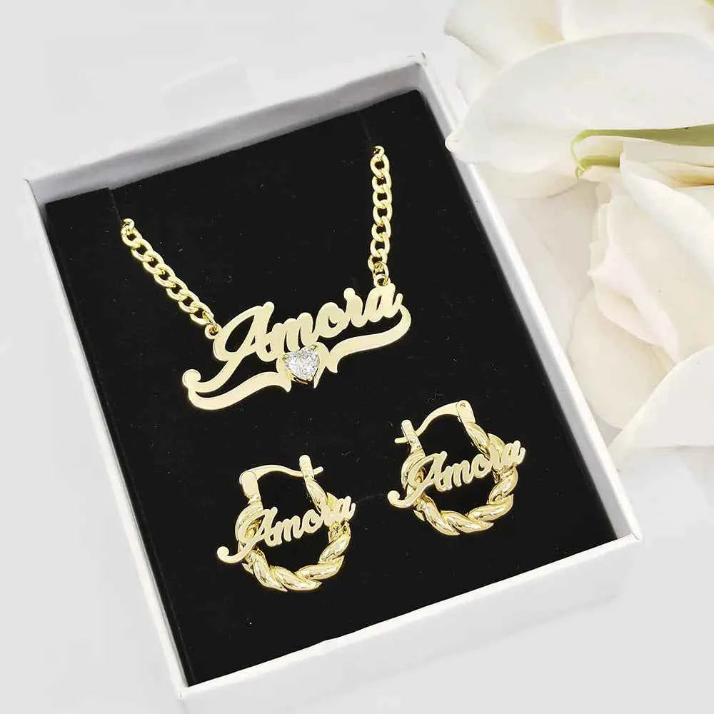 Personalized DIY Name Necklace with Heart Birthstone