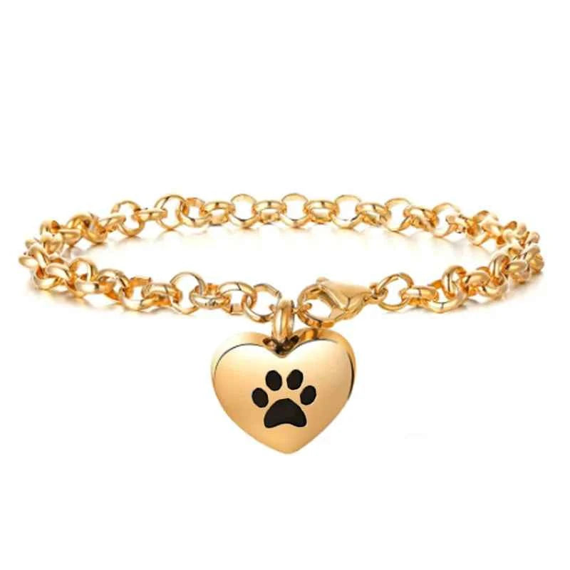 Dropshipping Engraved Heart Pets Paw Urn bracelet,heart charms memorial ashes urn bracelet jewelry makings keepsake