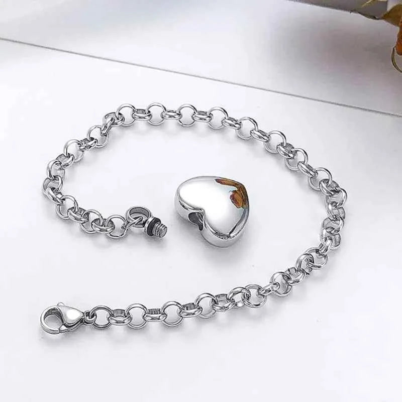Dropshipping Engraved Heart Pets Paw Urn bracelet,heart charms memorial ashes urn bracelet jewelry makings keepsake