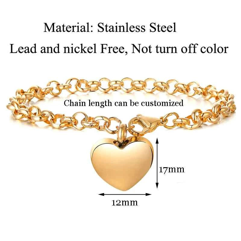 Dropshipping Engraved Heart Pets Paw Urn bracelet,heart charms memorial ashes urn bracelet jewelry makings keepsake