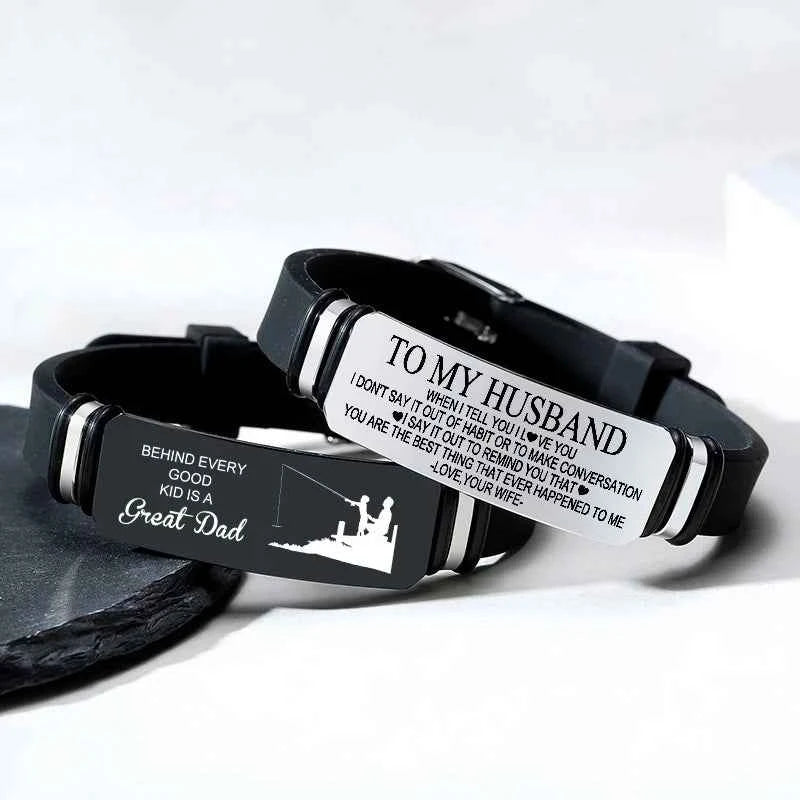 Mens Bracelets Customized Lettering LOGO To My Husband Son Gifts
