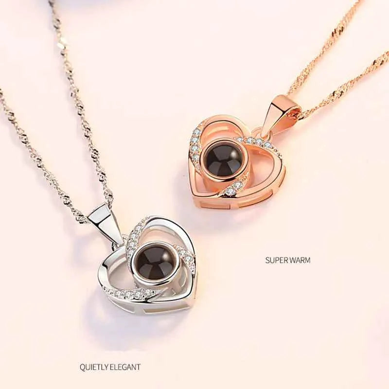 Projection Color Photo Heart Necklace