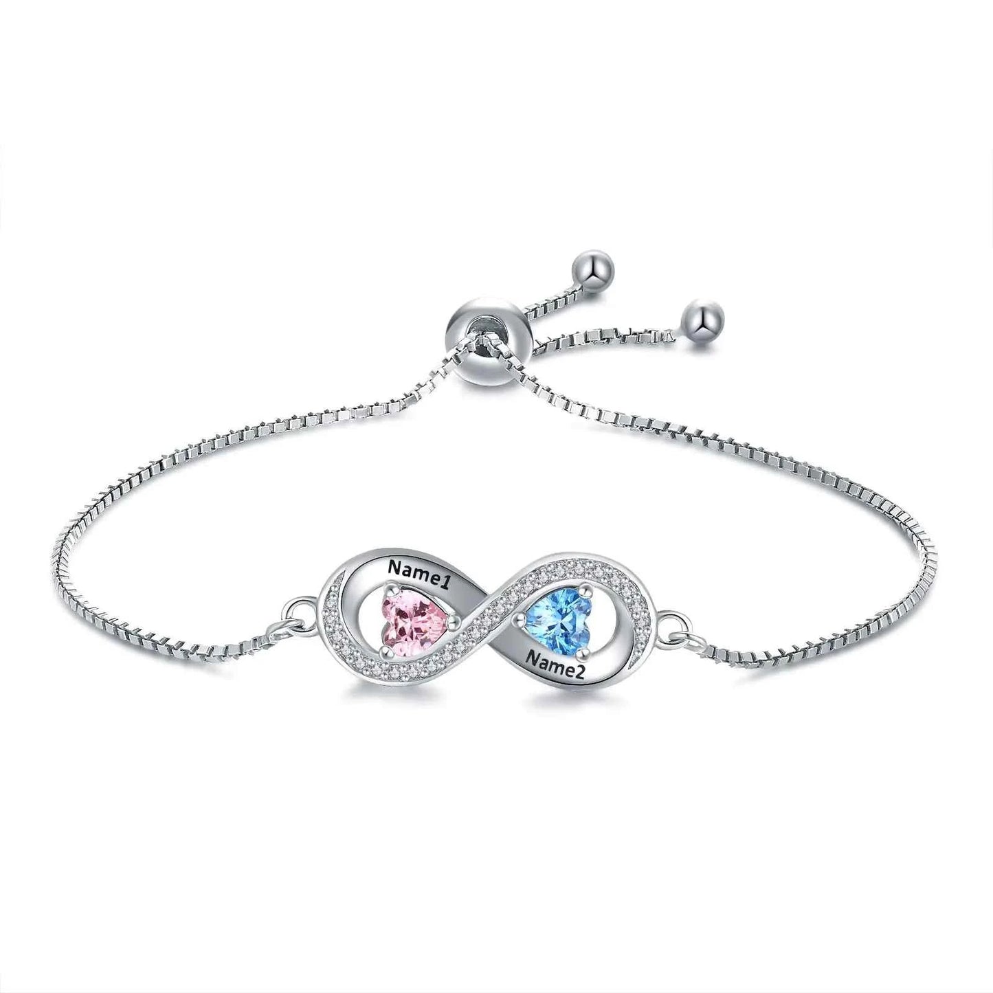 Personalized Infinity Heart Bracelets for Women - Sterling Silver
