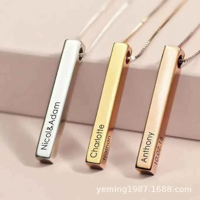 Stylish Cross Pendant Necklace with Engraved Letters