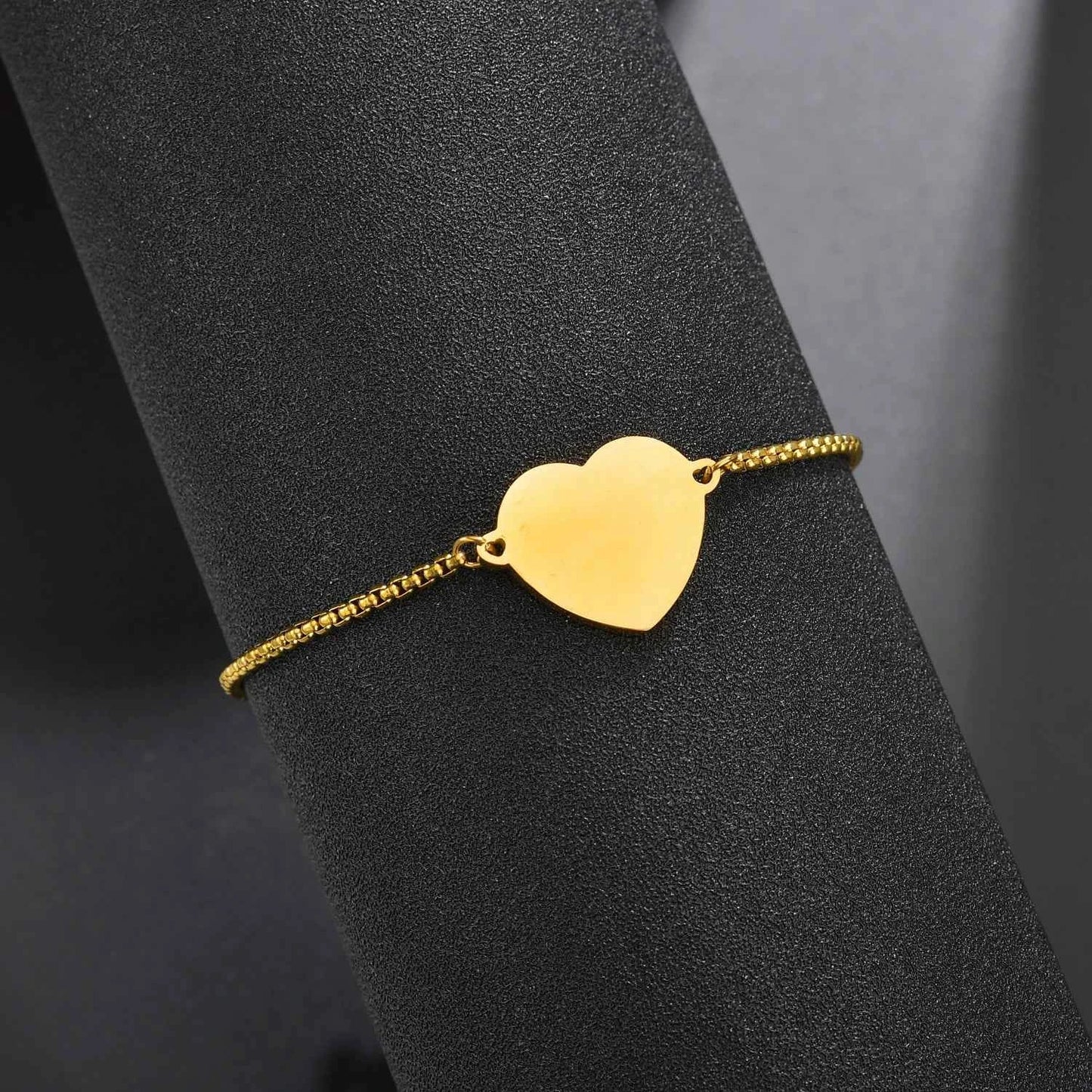 Personalized Engraved Heart Bracelet Custom Name Date Photo Logo For Women Men