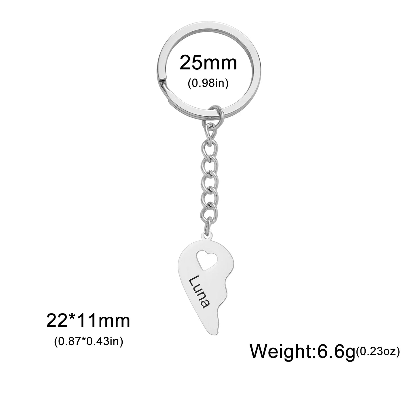 Couple Heart Engrave Name Personalized Keychain for Women Men Custom Family