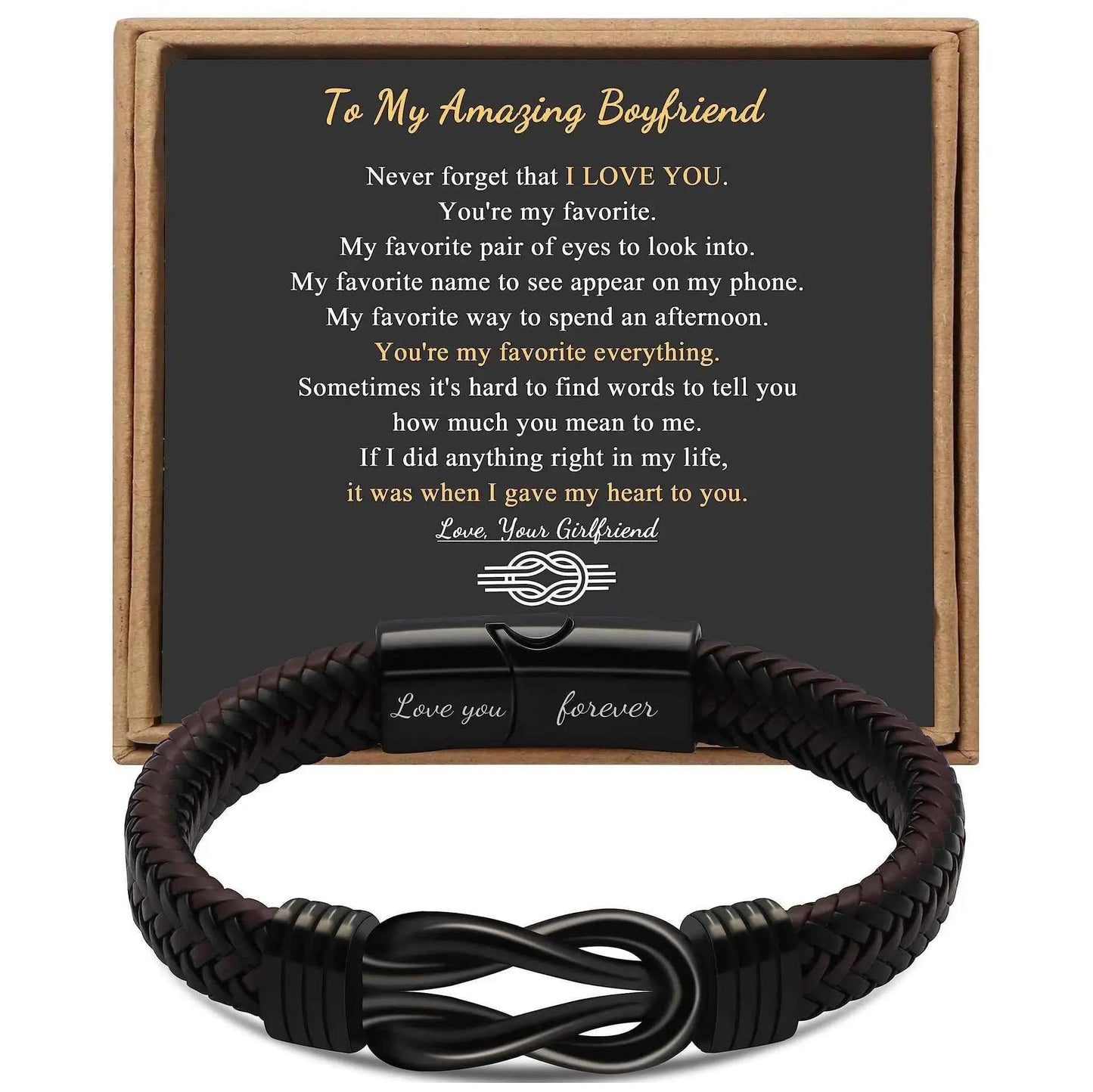 Knot Bracelet Gifts for Men Brown Braided Leather Stainless Steel