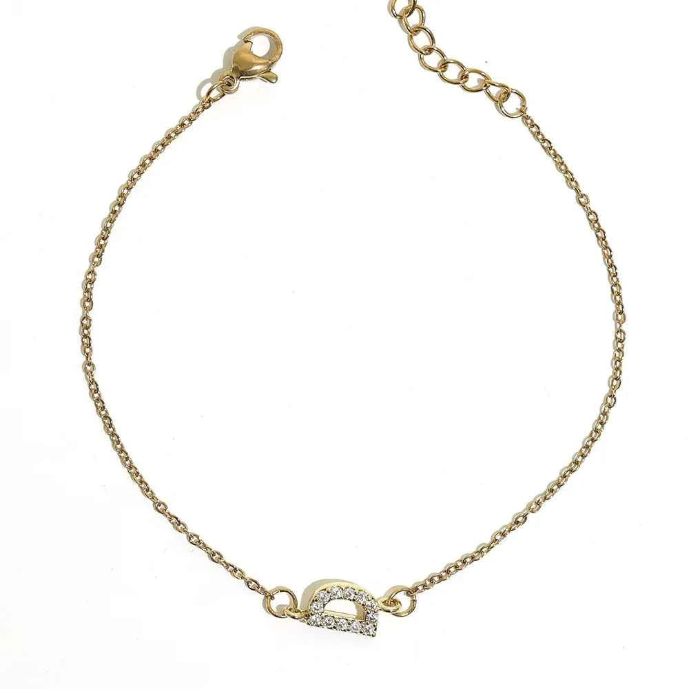 Delicate Letter Bracelet For Women Initials Bracelets Gold Plated Stainless Steel Chain