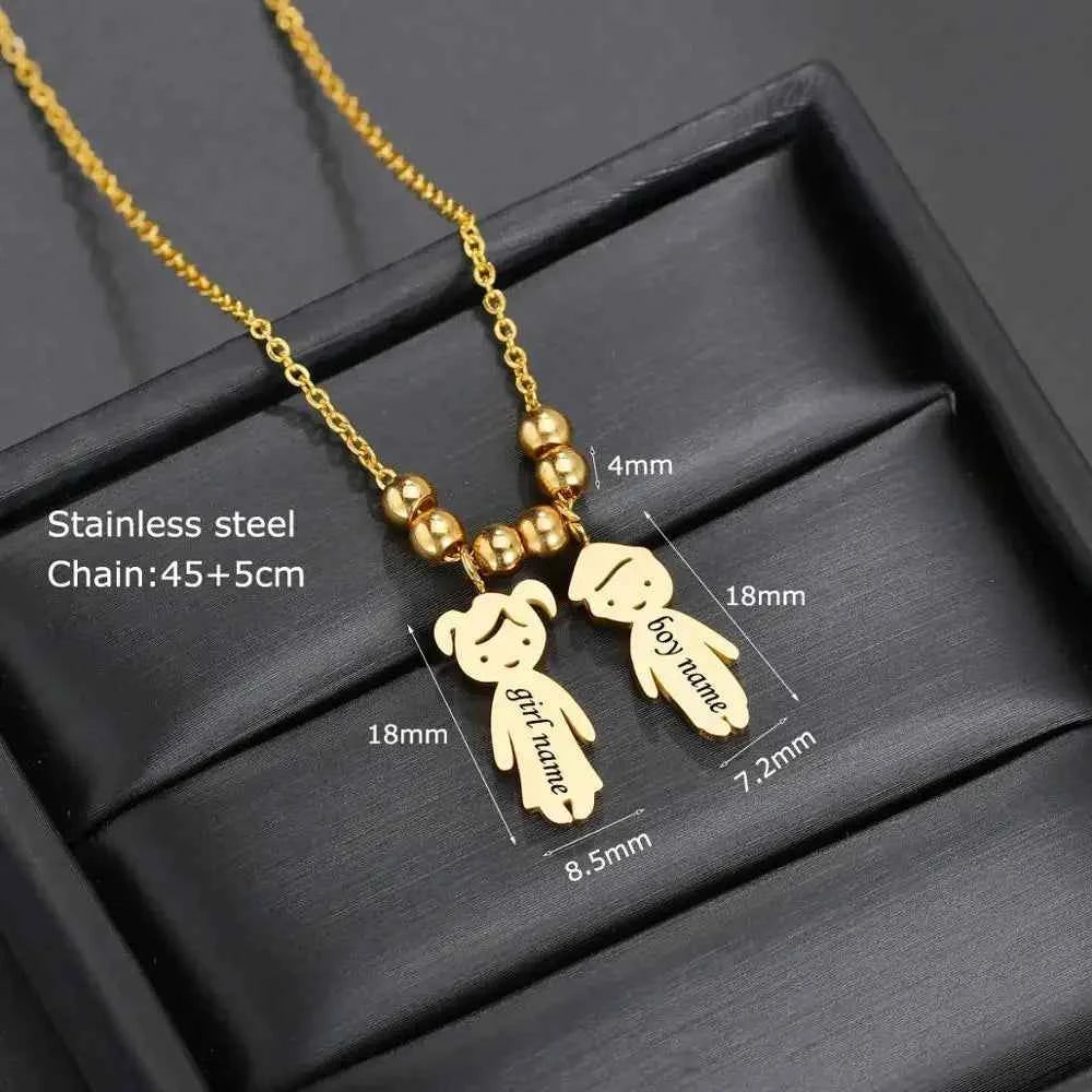 Engraved Name Necklace for Women & Kids Stainless Steel Pendant Gift