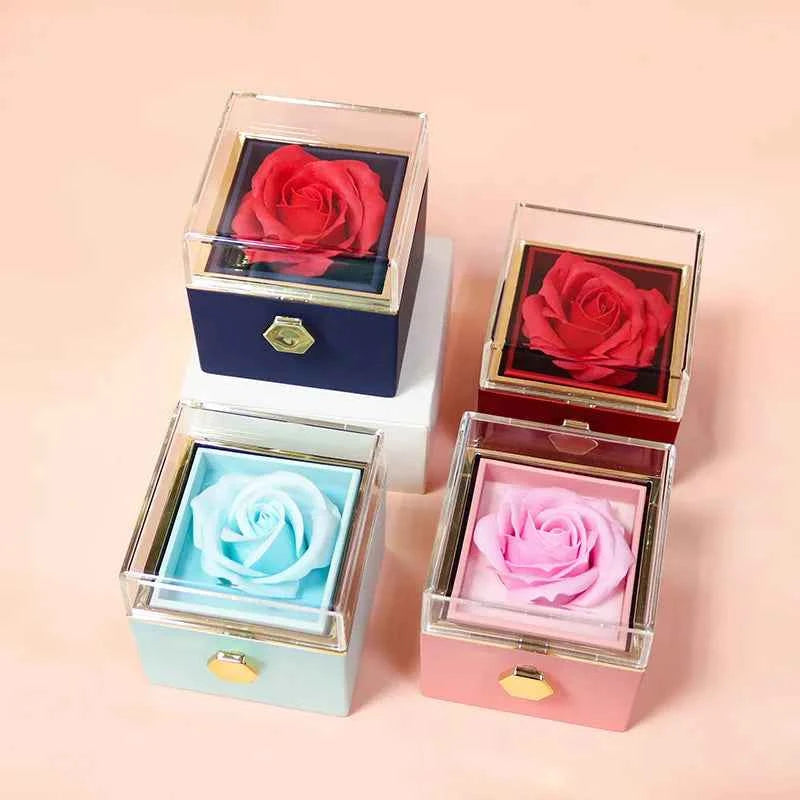 New Soap Rose Flower Jewelry Packaging Gift Box with Drawer