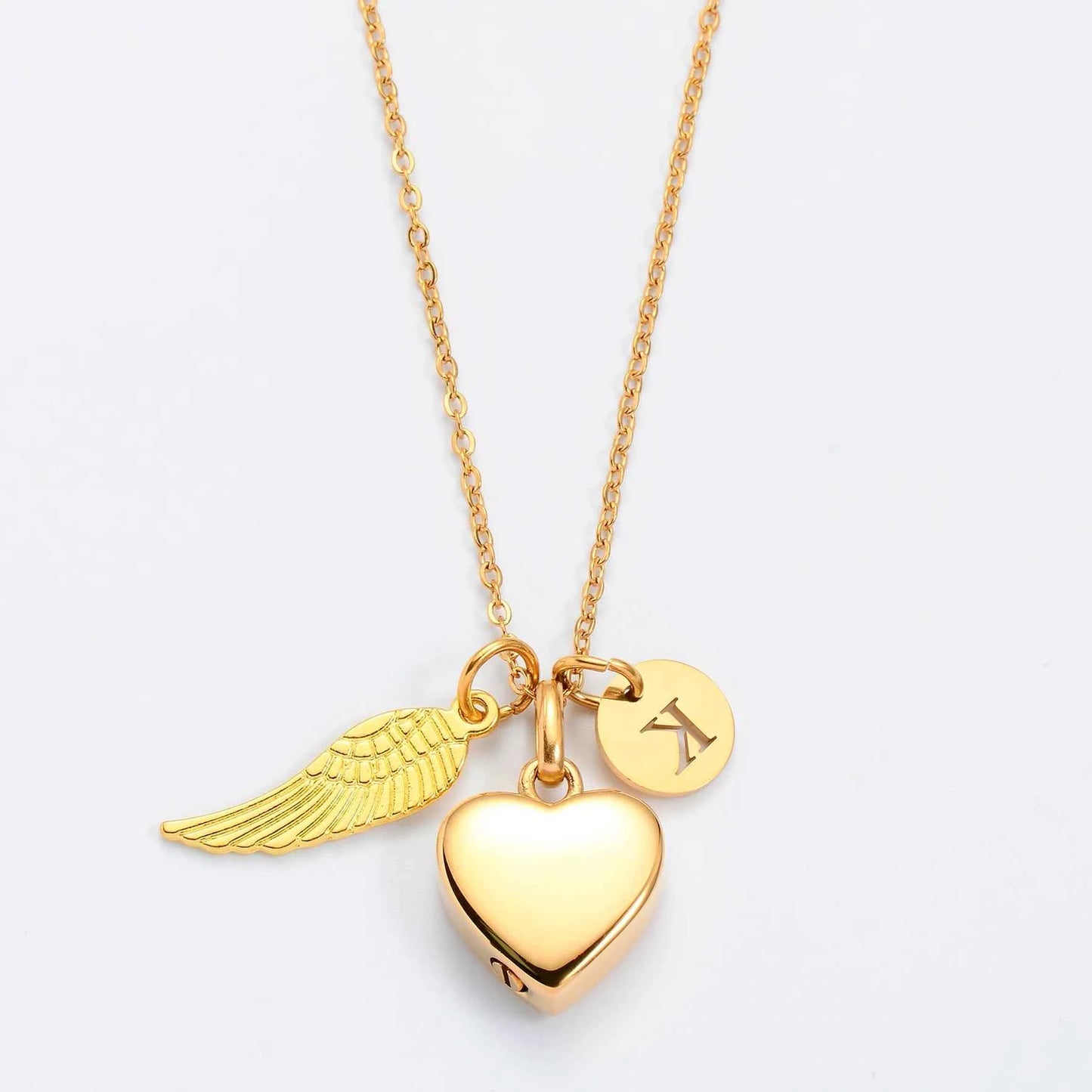 Personalized Stainless Steel Heart Ashes Urn Pendant Necklace Initial Letter Charm Engrave Pet Photo Memorial Jewelry Gift