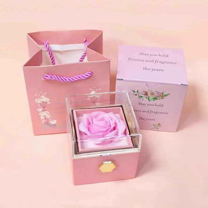 New Soap Rose Flower Jewelry Packaging Gift Box with Drawer