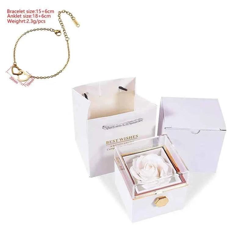 Gift Double Heart Bracelets for Women Custom Engraved Name Steel Bracelets Eternal Rose Box Wedding Box