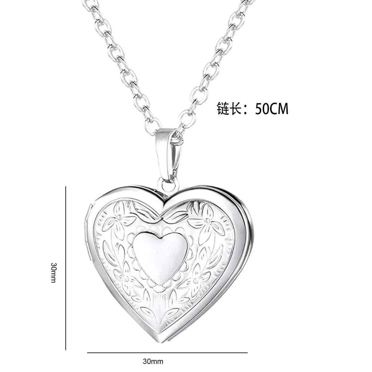 Personalized Customizable Photo Locket Necklace For Women Laser Engraved Love Heart Pendant Gift for Couples/Family