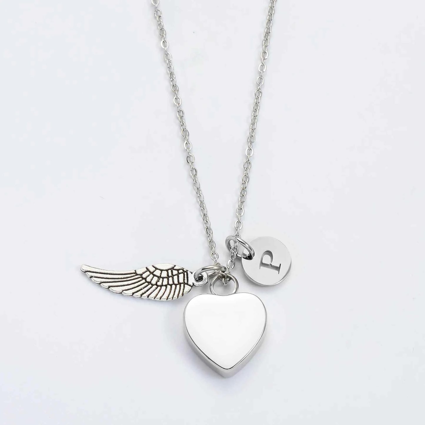 Personalized Stainless Steel Heart Ashes Urn Pendant Necklace Initial Letter Charm Engrave Pet Photo Memorial Jewelry Gift