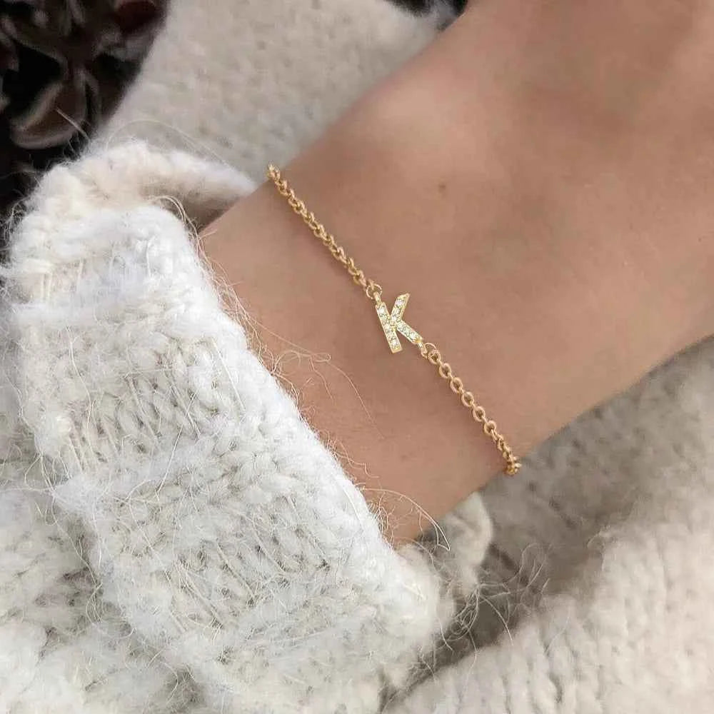 Delicate Letter Bracelet For Women Initials Bracelets Gold Plated Stainless Steel Chain