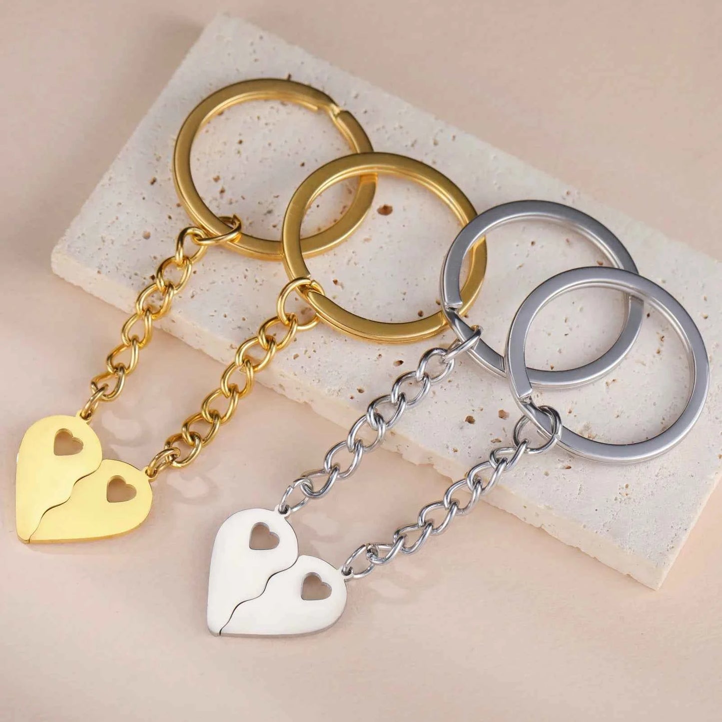 Couple Heart Engrave Name Personalized Keychain for Women Men Custom Family