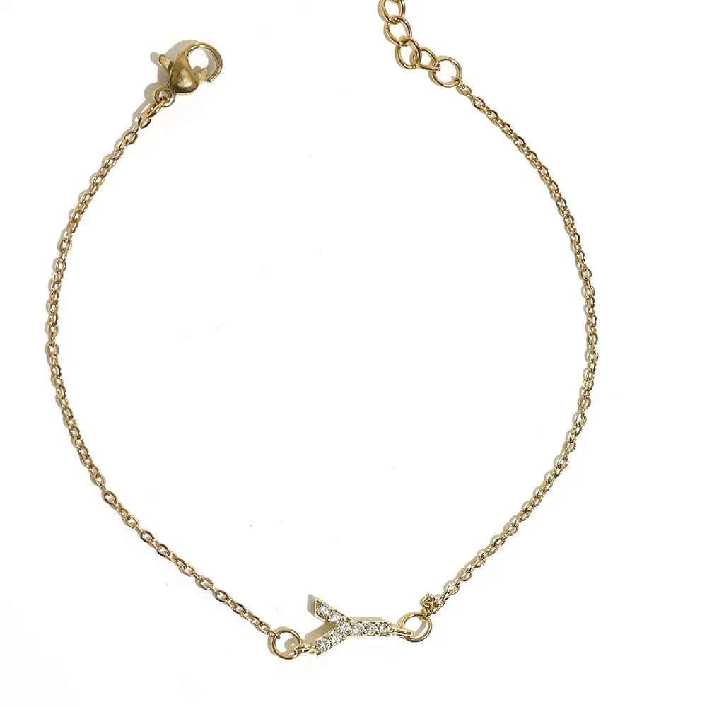 Delicate Letter Bracelet For Women Initials Bracelets Gold Plated Stainless Steel Chain