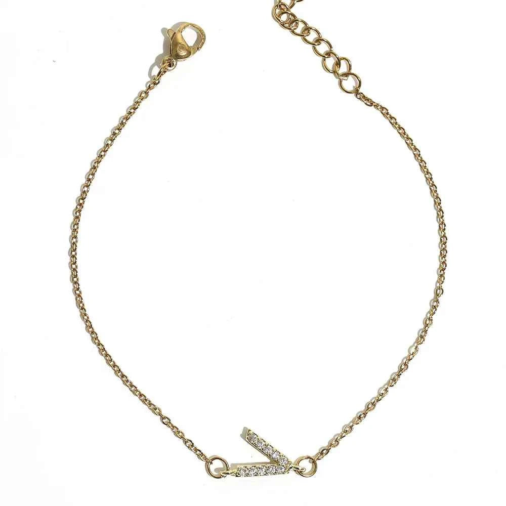 Delicate Letter Bracelet For Women Initials Bracelets Gold Plated Stainless Steel Chain
