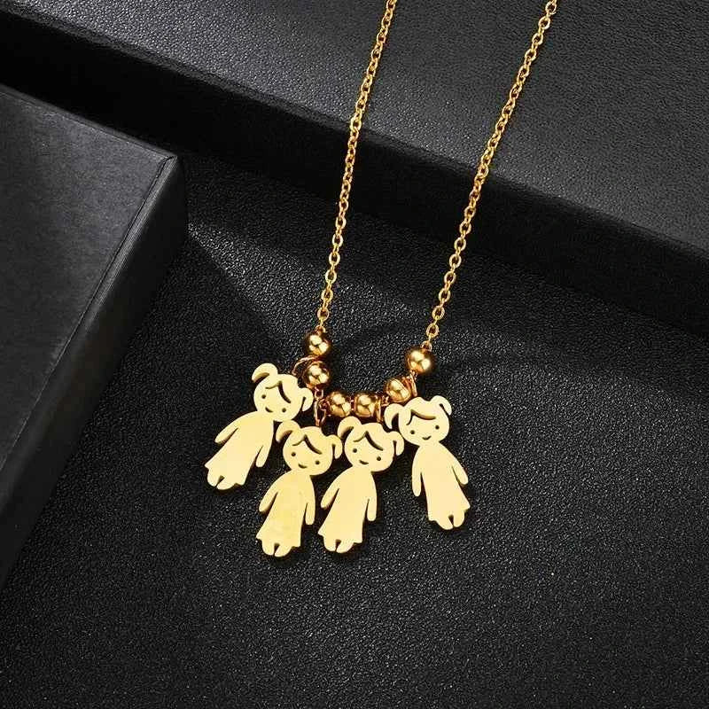 Engraved Name Necklace for Women & Kids Stainless Steel Pendant Gift