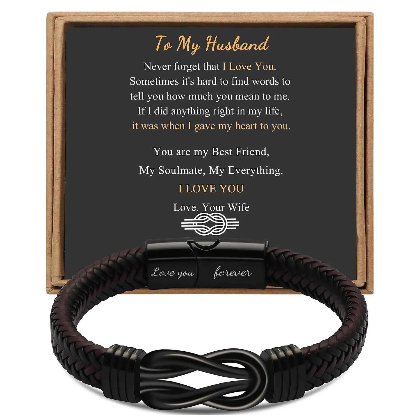 Knot Bracelet Gifts for Men Brown Braided Leather Stainless Steel