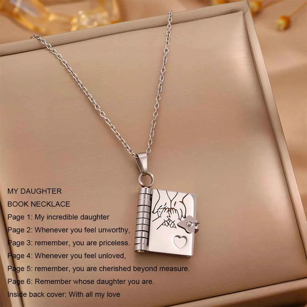 Christmas Ideal Gifts For Son My Champion Book Necklace Openable Pages My Little Star Stainless Steel Engraved