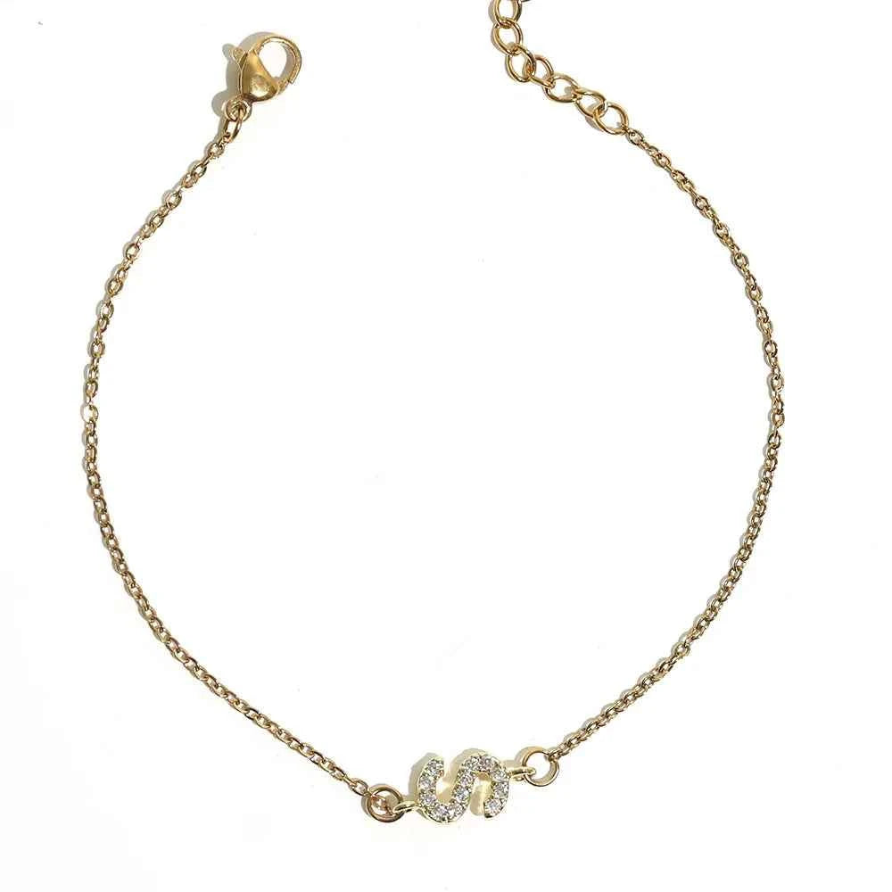 Delicate Letter Bracelet For Women Initials Bracelets Gold Plated Stainless Steel Chain