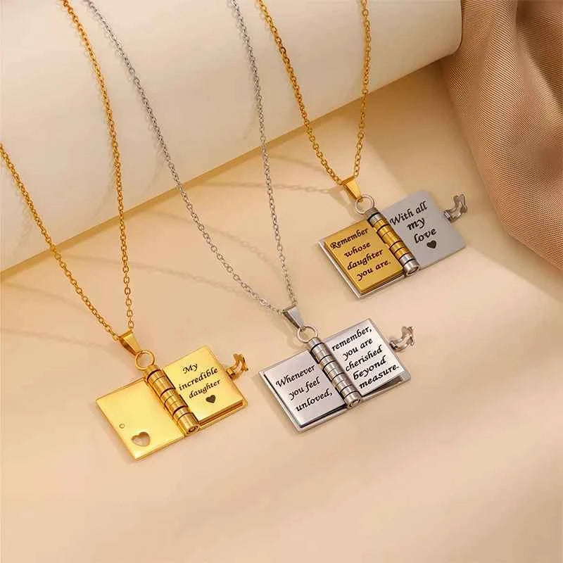 Christmas Ideal Gifts For Son My Champion Book Necklace Openable Pages My Little Star Stainless Steel Engraved