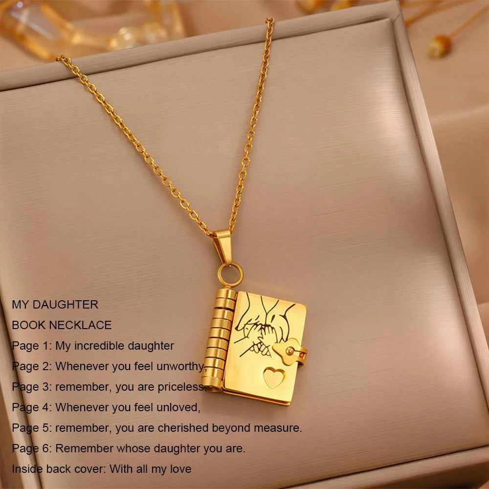 Christmas Ideal Gifts For Son My Champion Book Necklace Openable Pages My Little Star Stainless Steel Engraved