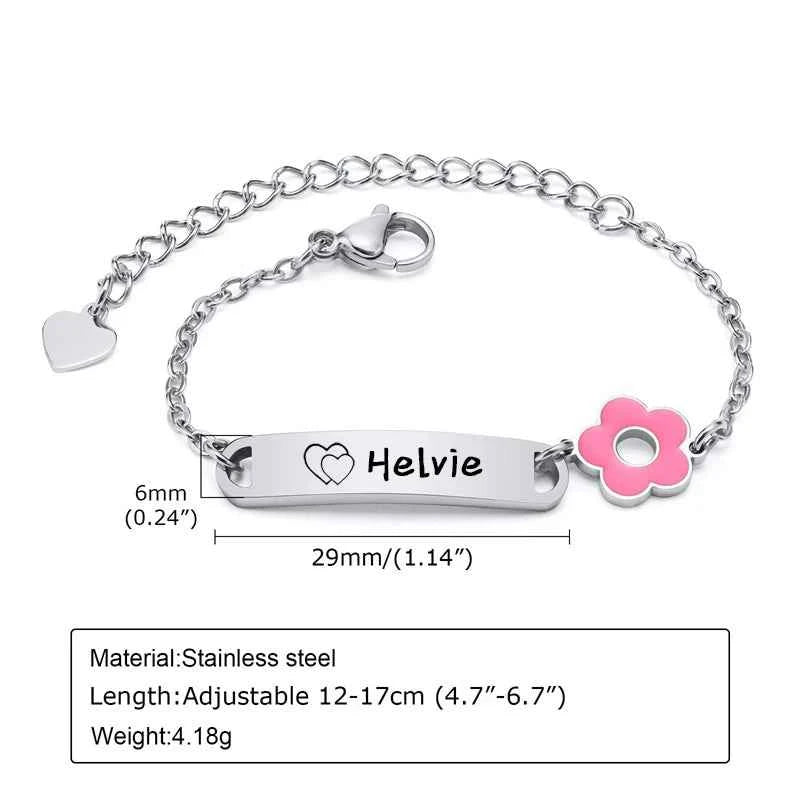 Little Boy/Girl Custom Engraved Name/Date Baby ID Bracelets Gold Plated Stainless Steel Gifts