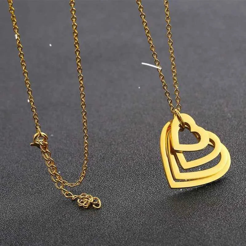 Custom Multiple Heart Necklace Personalized Stainless Steel Customized Engraved Name Jewelry with Family Names Gift