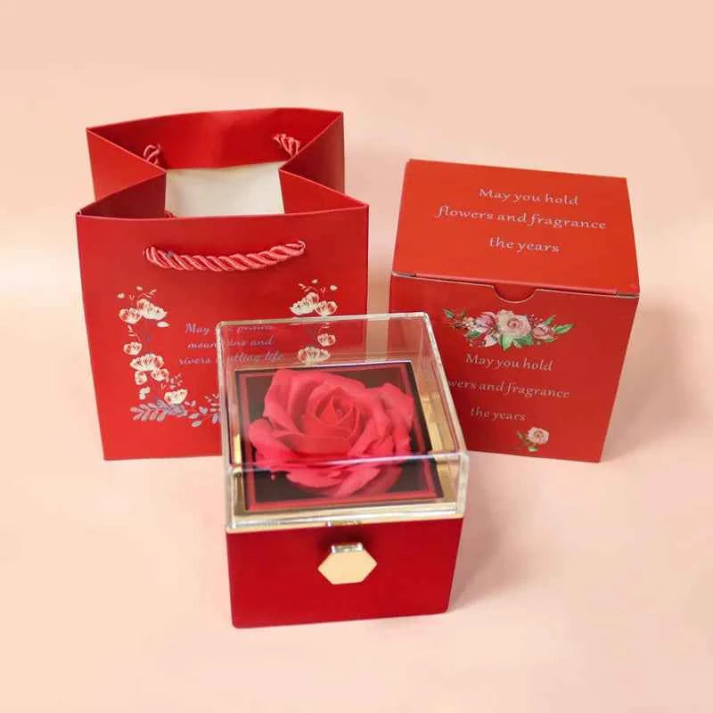 New Soap Rose Flower Jewelry Packaging Gift Box with Drawer