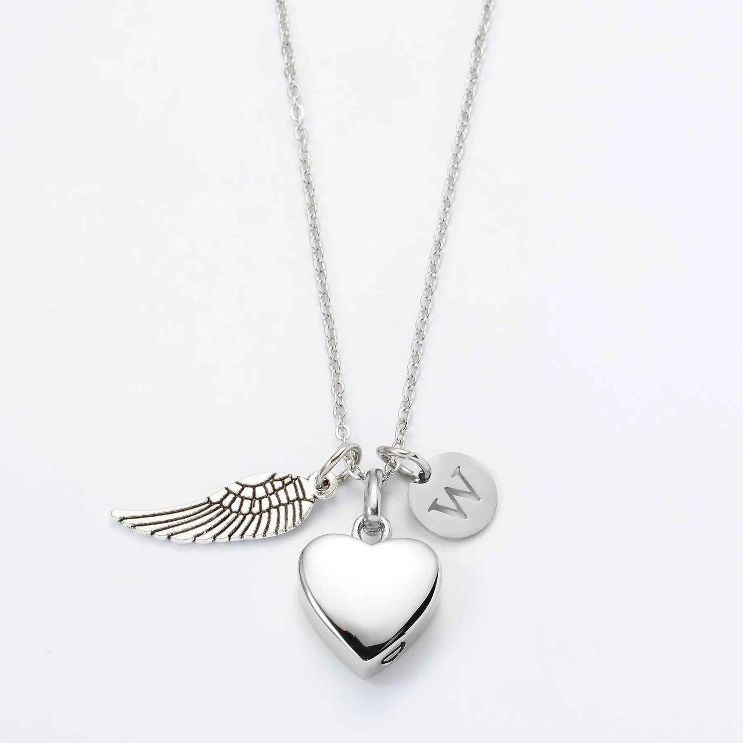 Personalized Stainless Steel Heart Ashes Urn Pendant Necklace Initial Letter Charm Engrave Pet Photo Memorial Jewelry Gift