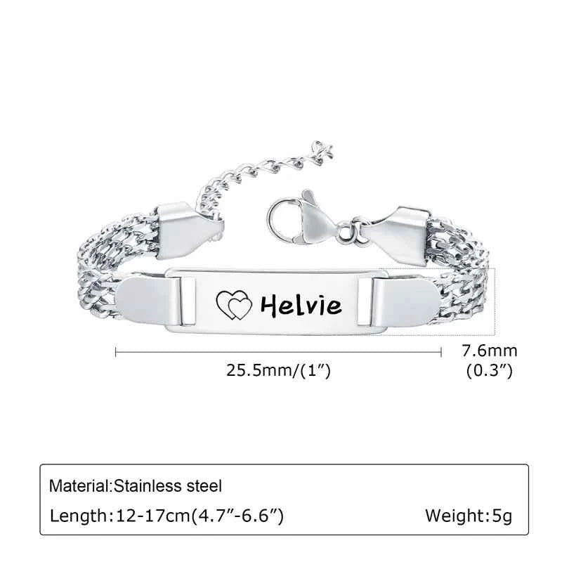Little Boy/Girl Custom Engraved Name/Date Baby ID Bracelets Gold Plated Stainless Steel Gifts
