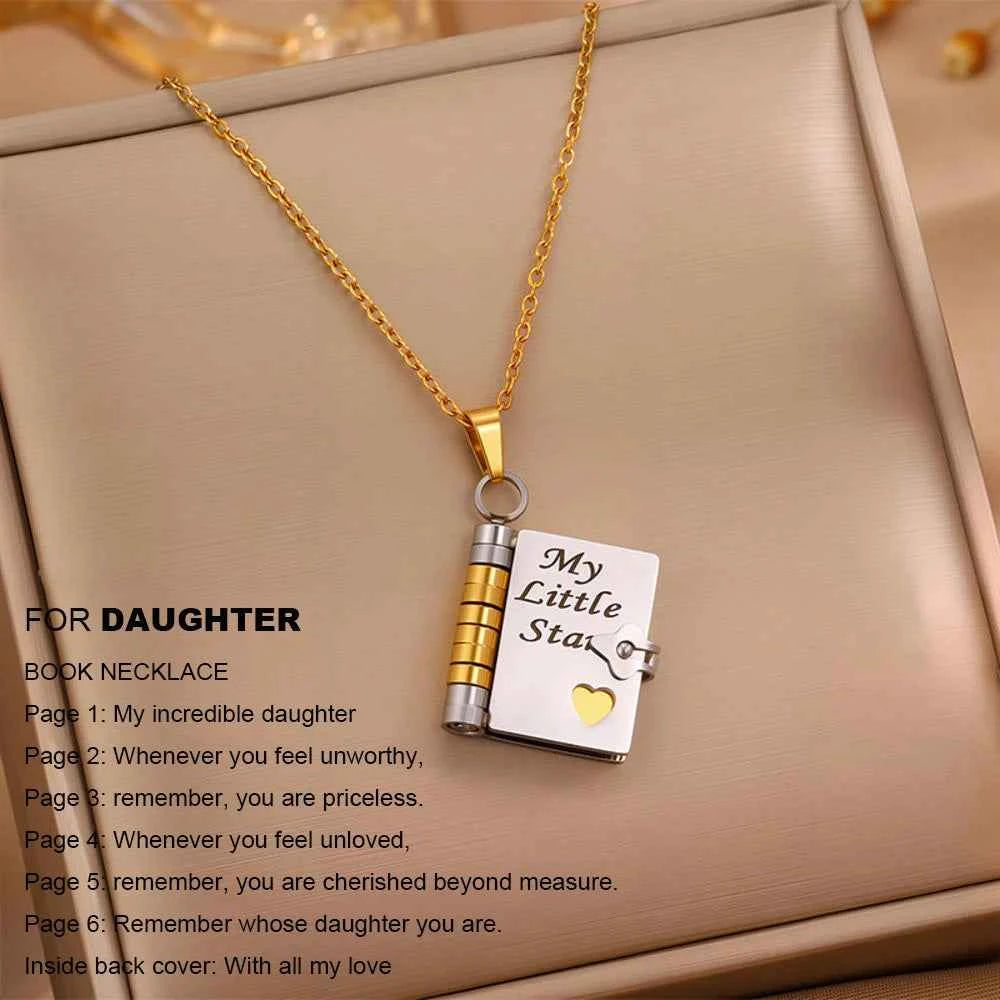 Christmas Ideal Gifts For Son My Champion Book Necklace Openable Pages My Little Star Stainless Steel Engraved
