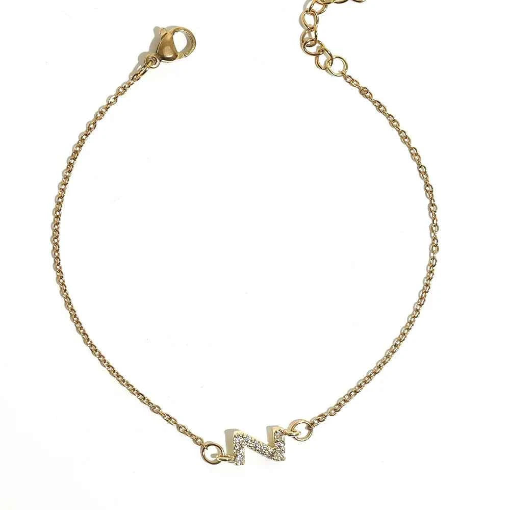Delicate Letter Bracelet For Women Initials Bracelets Gold Plated Stainless Steel Chain