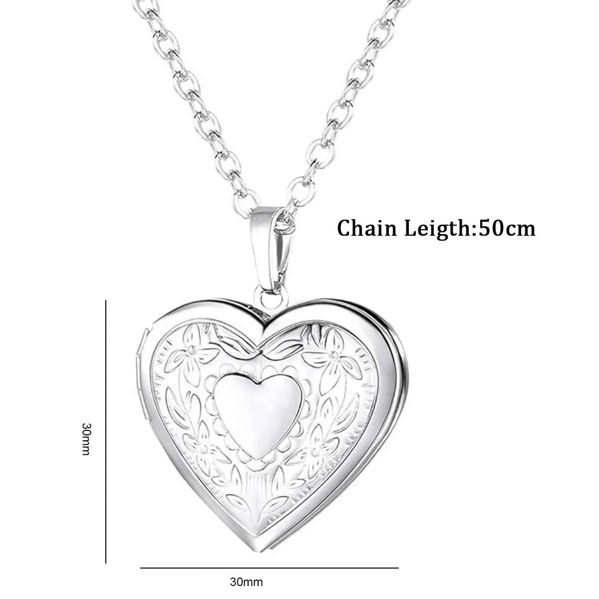 Personalized Customizable Photo Locket Necklace For Women Laser Engraved Love Heart Pendant Gift for Couples/Family