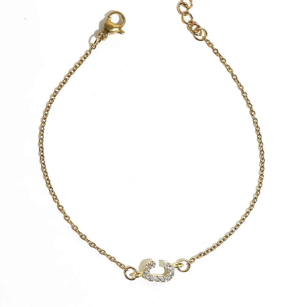 Delicate Letter Bracelet For Women Initials Bracelets Gold Plated Stainless Steel Chain