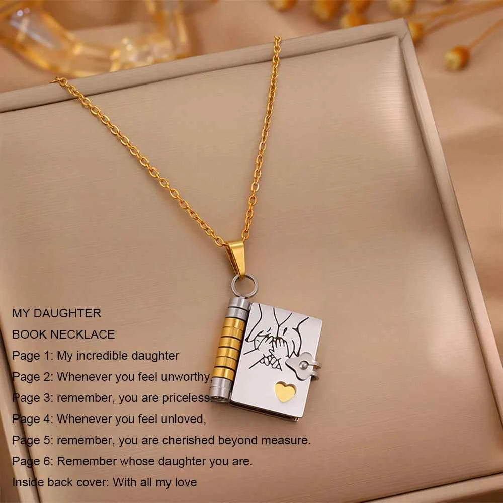 Christmas Ideal Gifts For Son My Champion Book Necklace Openable Pages My Little Star Stainless Steel Engraved