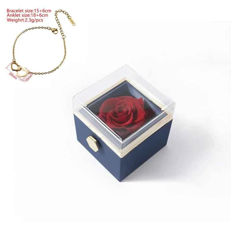Gift Double Heart Bracelets for Women Custom Engraved Name Steel Bracelets Eternal Rose Box Wedding Box