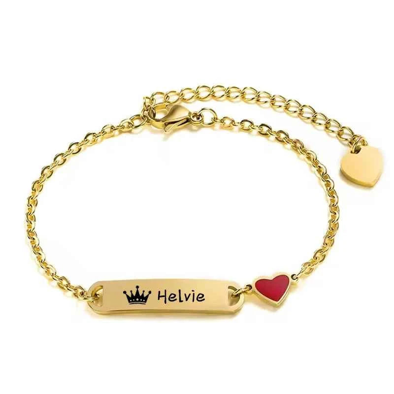 Little Boy/Girl Custom Engraved Name/Date Baby ID Bracelets Gold Plated Stainless Steel Gifts