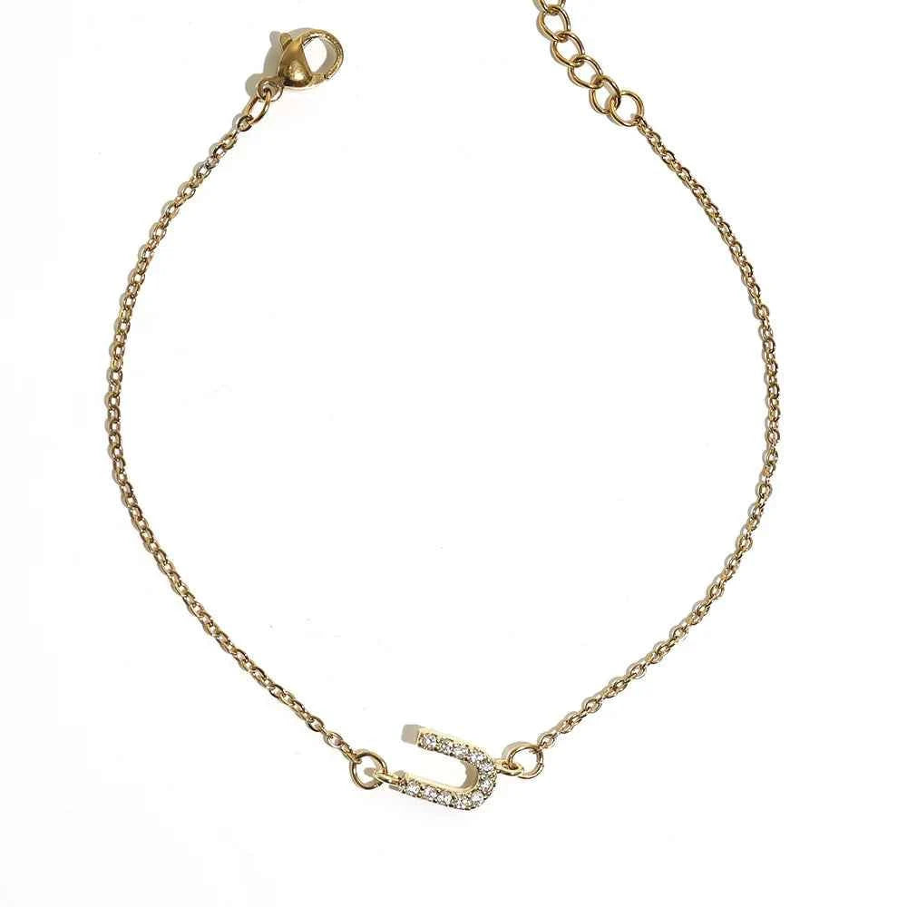 Delicate Letter Bracelet For Women Initials Bracelets Gold Plated Stainless Steel Chain