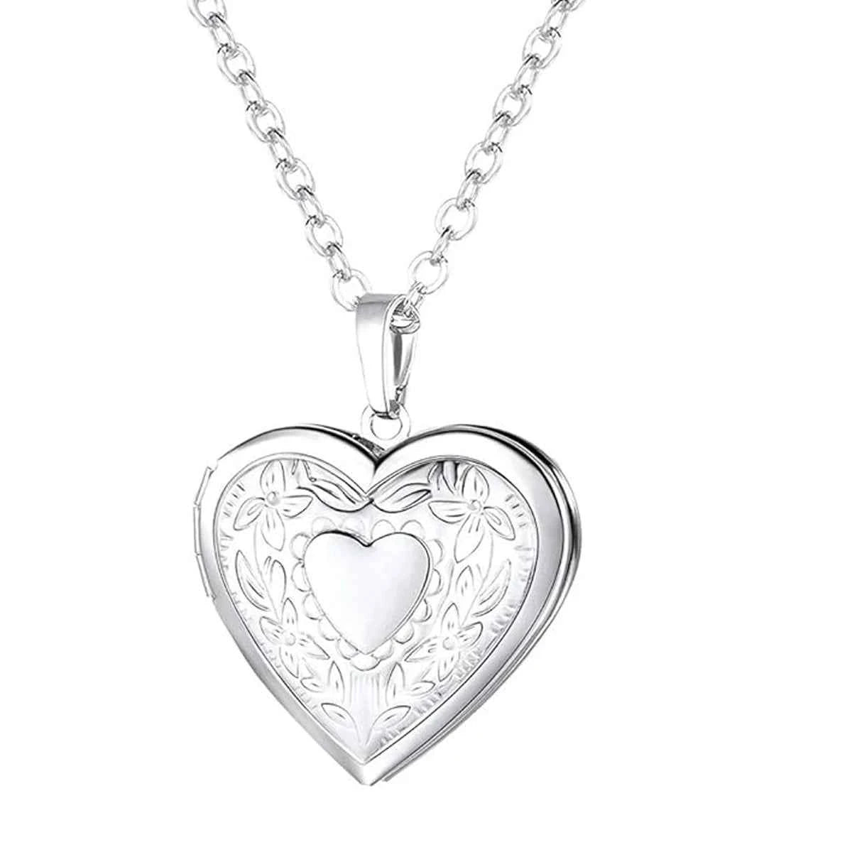 Personalized Customizable Photo Locket Necklace For Women Laser Engraved Love Heart Pendant Gift for Couples/Family