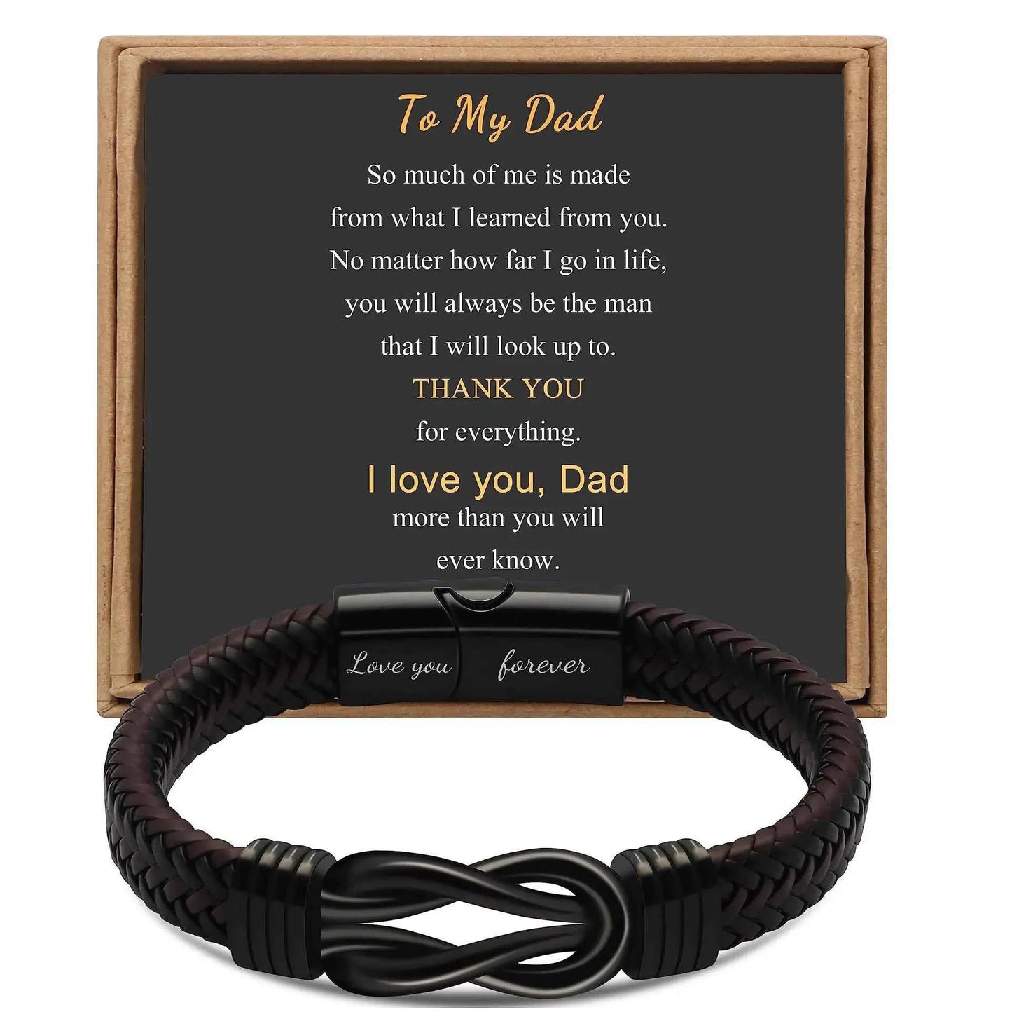Knot Bracelet Gifts for Men Brown Braided Leather Stainless Steel