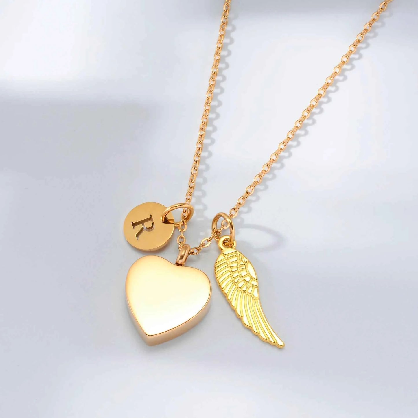 Personalized Stainless Steel Heart Ashes Urn Pendant Necklace Initial Letter Charm Engrave Pet Photo Memorial Jewelry Gift