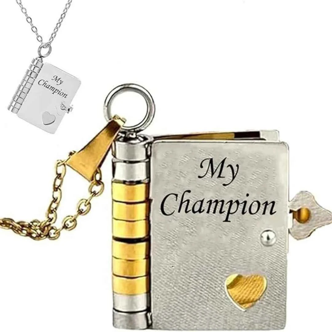 Christmas Ideal Gifts For Son My Champion Book Necklace Openable Pages My Little Star Stainless Steel Engraved