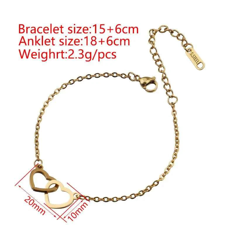 Gift Double Heart Bracelets for Women Custom Engraved Name Steel Bracelets Eternal Rose Box Wedding Box